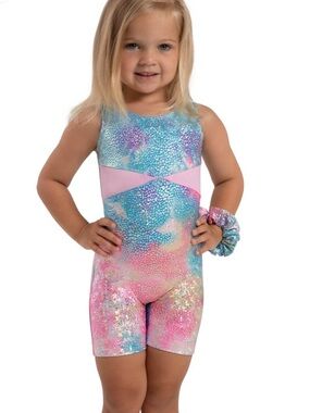 Capezio Girls Multicolor Pastel Dance Leotard with Pink Waistband size Small